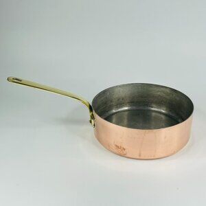 Havard Copper 9.5" Saute Pan, Tin Lined, Brass Handle, Made in France, Hammered